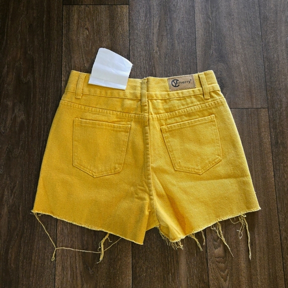 High Waist Shorts Yellow /Mustard Color size 27 - Picture 2 of 7